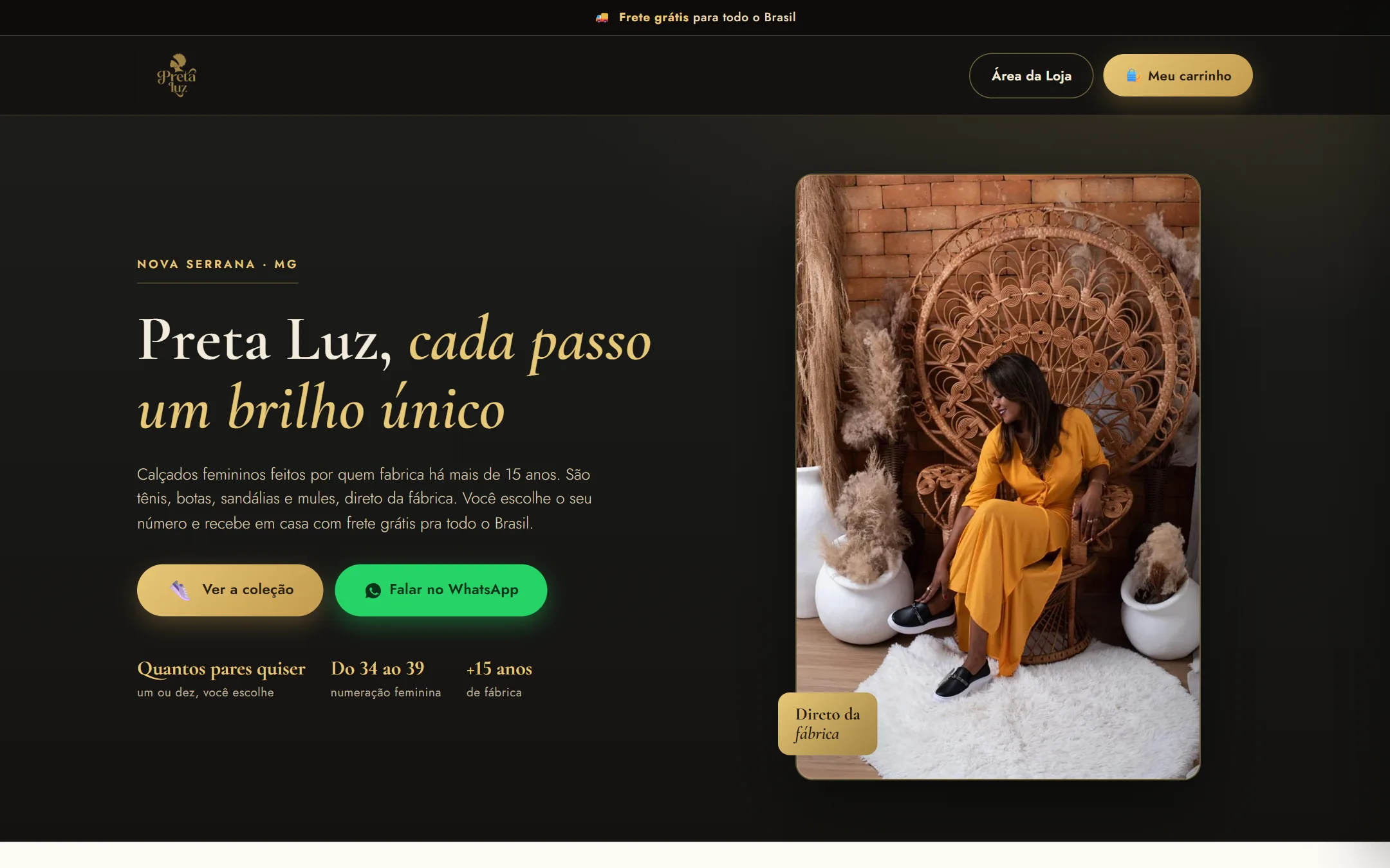 Site Preta Luz Calçados